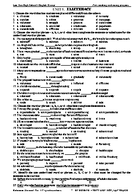 Bài tập Tiếng Anh Lớp 11 - Unit 5 Illiteracy